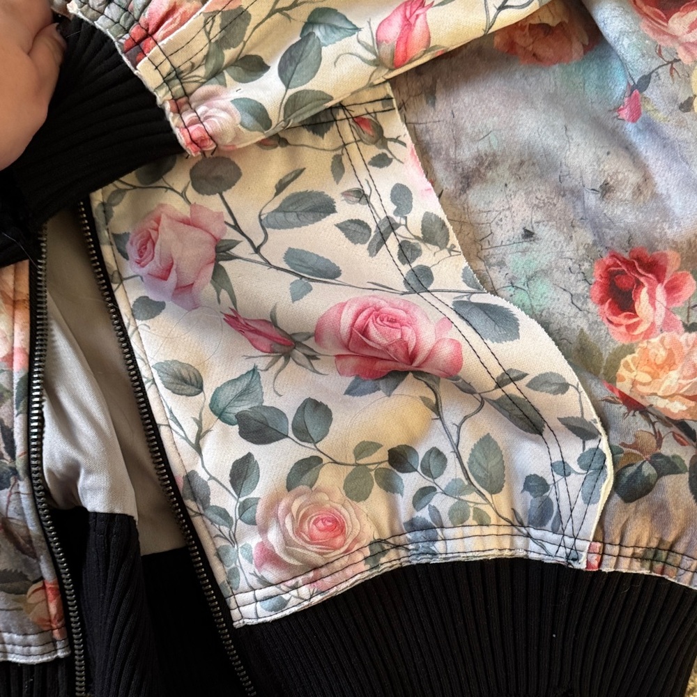 Current mood Dolls Kill Floral Hooded patchwork hoodie sweatshirt Jacket large - Picture 5 of 6